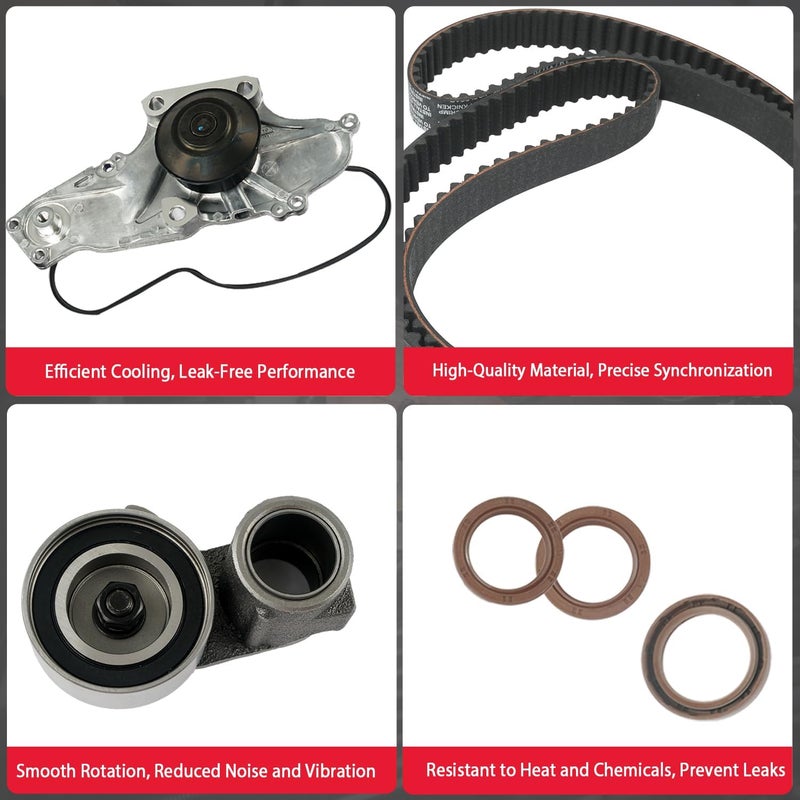 CYTROBE TKH002 Timing Belt Kit with Water Pump Compatible with 03-18 Honda Accord Crosstour Pilot Odyssey Ridgeline, Acura MDX RDX RL TL TSX ZDX, Saturn Vue 3.0L 3.2L 3.5L 3.7L Replaces TCKWP329 19200-RDV-J01 - Image 5